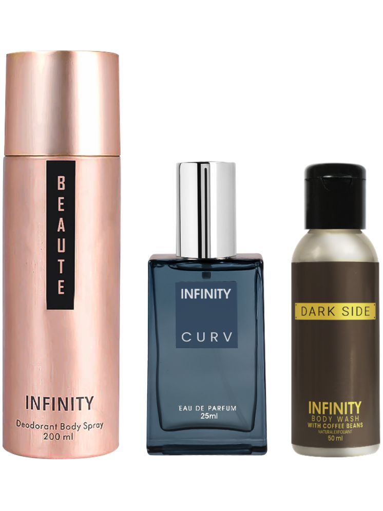     			Infinity Beaute 200ml Deodorant, Curv 25ml EDP Perfume, Dark Side 50ml Body Wash Pack of 3