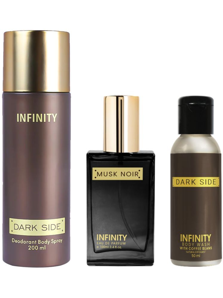     			Infinity Dark Side 200ml Deodorant, Musk Noir 25ml EDP Perfume, Dark Side 50ml Body Wash Pack of 3