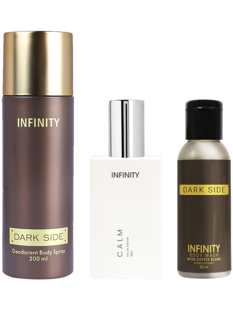     			Infinity Dark Side 200ml Deodorant, Calm 25ml EDP Perfume, Dark Side 50ml Body Wash Pack of 3