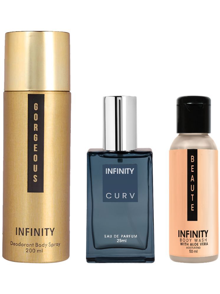     			Infinity Gorgeous 200ml Deodorant, Curv 25ml EDP Perfume, Beaute 50ml Body Wash Pack of 3