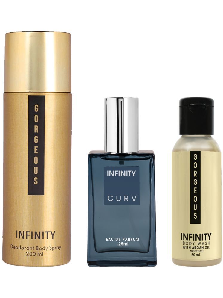     			Infinity Gorgeous 200ml Deodorant, Curv 25ml EDP Perfume, Gorgeous 50ml Body Wash Pack of 3