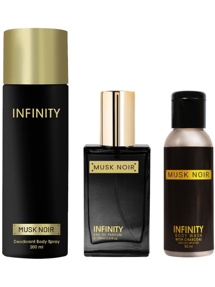     			Infinity Musk Noir 200ml Deodorant, Musk Noir 25ml EDP Perfume, Musk Noir 50ml Body Wash Pack of 3