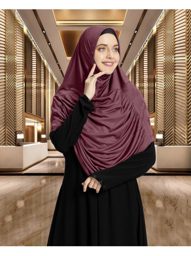     			Mehar Brown Polycotton Stitched Hijab - Single