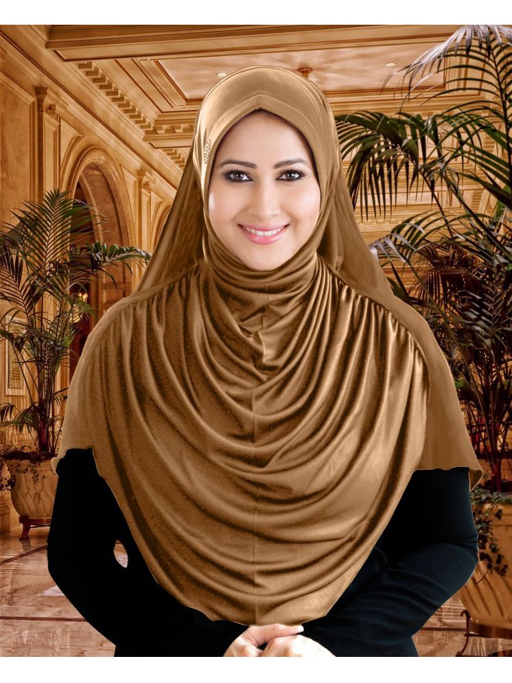     			Mehar Gold Polycotton Stitched Hijab - Single