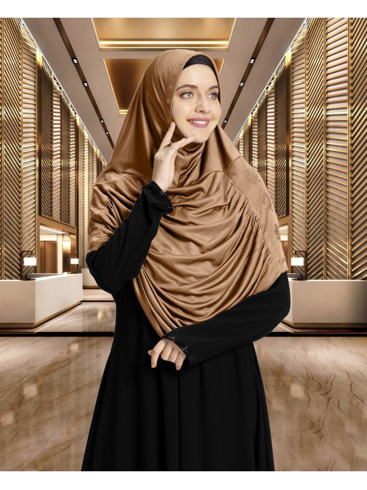     			Mehar Gold Polycotton Stitched Hijab - Single