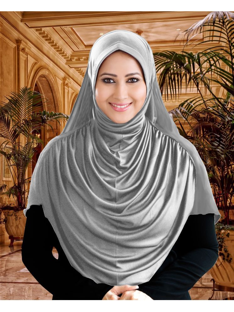     			Mehar Silver Polycotton Stitched Hijab - Single