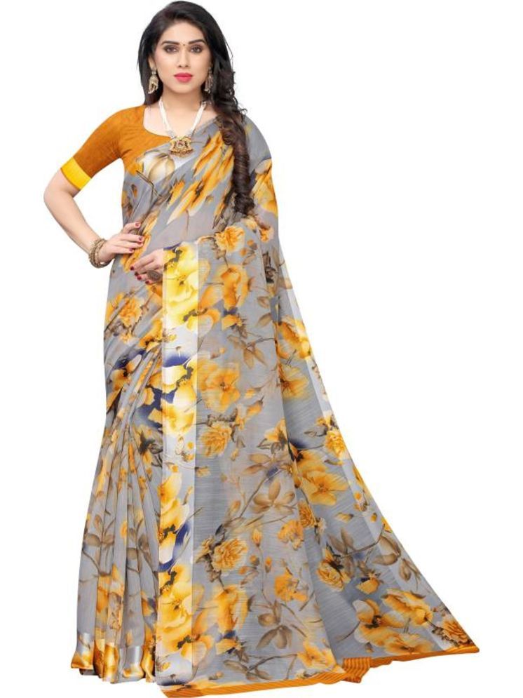     			THE PRIVATE LABLE Cotton Blend Self Design Saree With Blouse Piece - Grey Melange ( Pack of 1 )