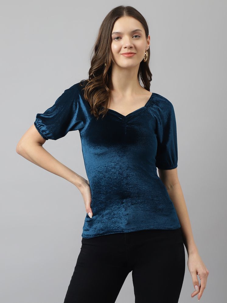     			TOOCHKI Blue Velvet Women's Regular Top ( Pack of 1 )