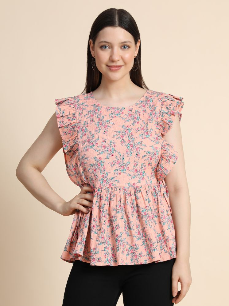     			TOOCHKI Peach Cotton Blend Women's Peplum Top ( Pack of 1 )