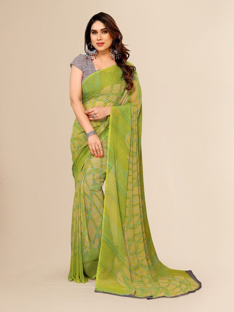     			ANAND SAREES Georgette Printed Saree With Blouse Piece - Green ( Pack of 1 )