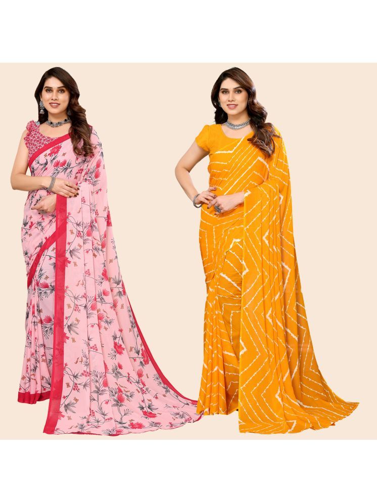     			ANAND SAREES Georgette Printed Saree With Blouse Piece - Multicolour ( Pack of 2 )