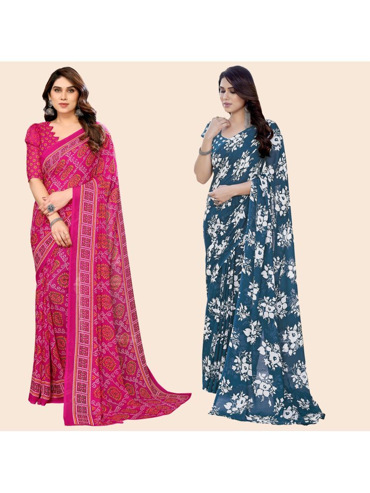     			ANAND SAREES Georgette Printed Saree With Blouse Piece - Multicolour ( Pack of 2 )