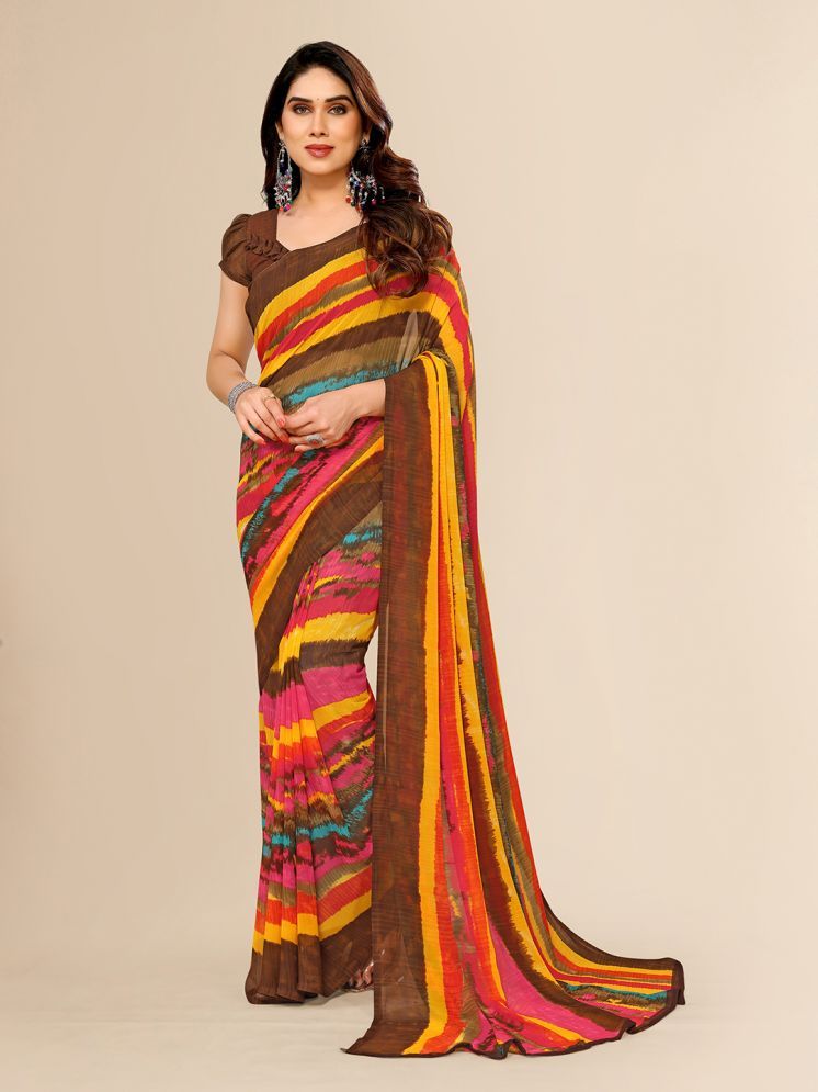     			ANAND SAREES Georgette Striped Saree With Blouse Piece - Multicolor ( Pack of 1 )