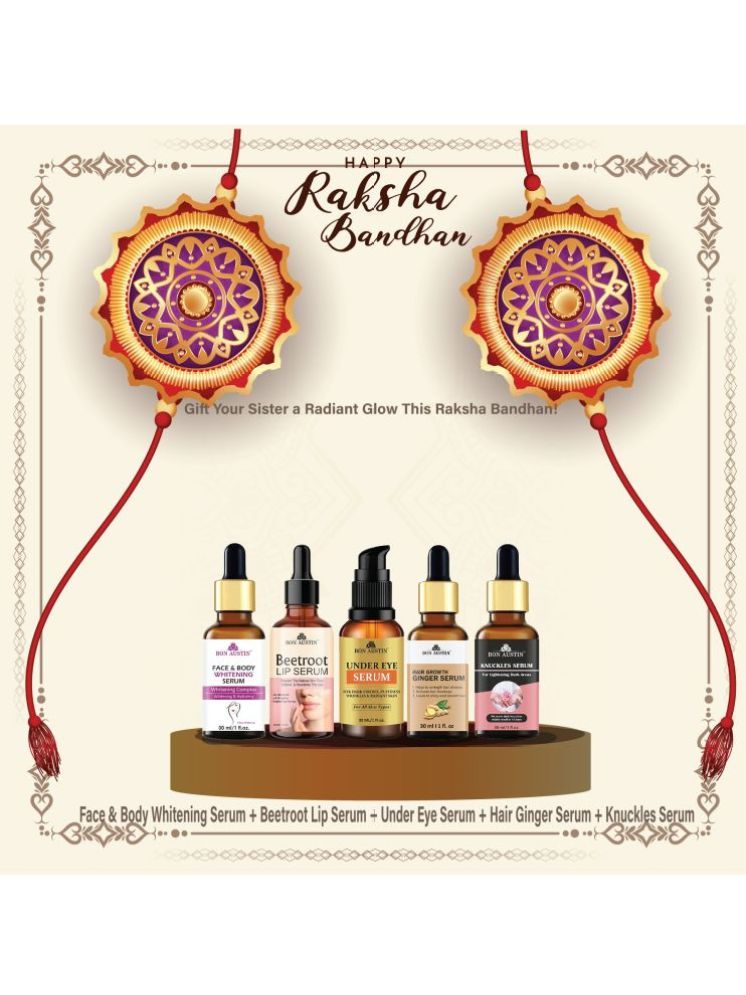     			Bon Austin Face and Body Facial Serum, Beetroot Lip Serum, Under Eye Serum, Ginger Hair Growth Serum & Knuckle Skin Serum (Each, 30ml) Set of 5 Items