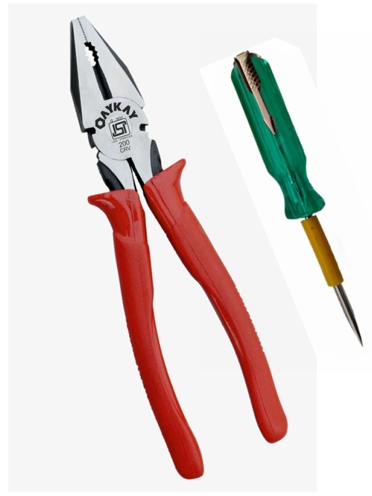     			Combination plier 200mm 8 inch heavy duty grip & screw driver tester with neon bulb hand tool