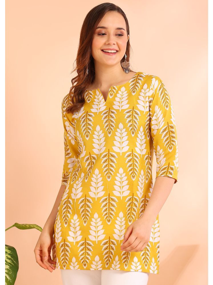     			DSK STUDIO Viscose Printed Straight Women's Kurti - Mustard ( Pack of 1 )