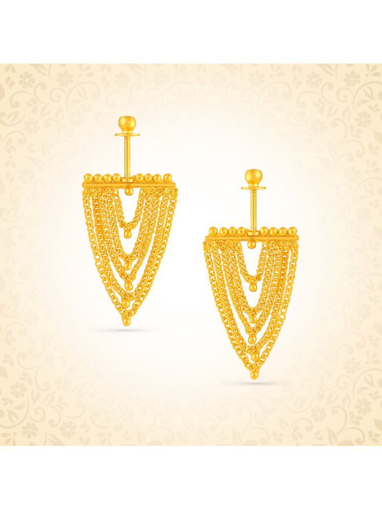     			Drashti Collection Golden Drop Earrings ( Pack of 1 )