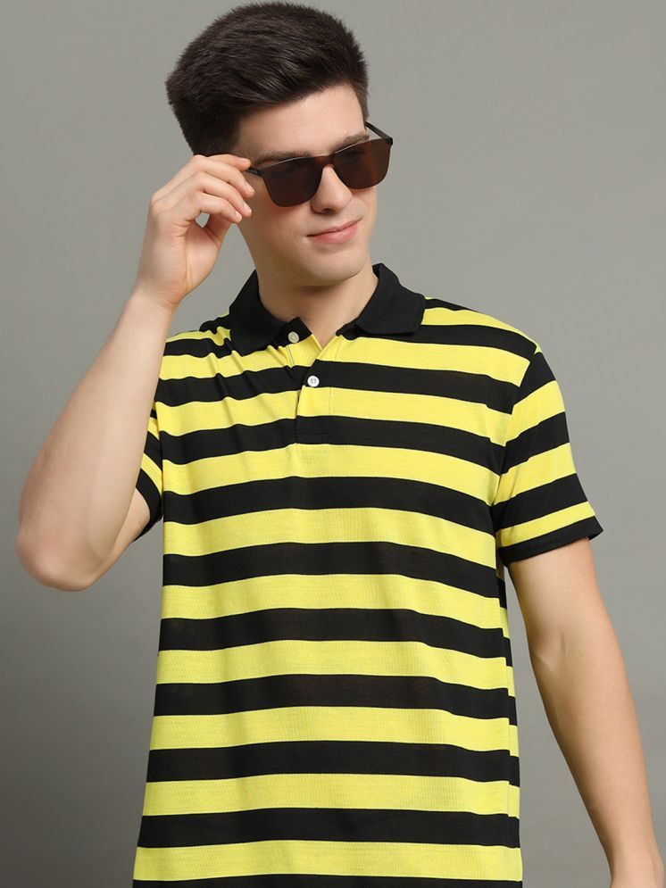     			GET GOLF Cotton Blend Regular Fit Striped Half Sleeves Men's Polo T Shirt - Yellow ( Pack of 1 )