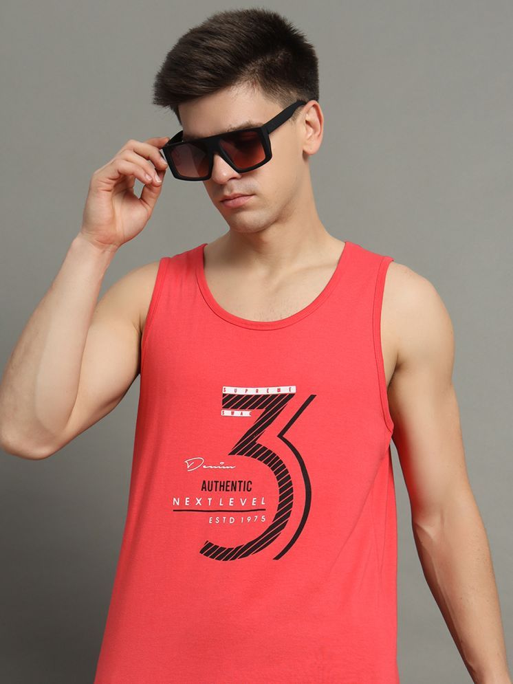     			GET GOLF Cotton Blend Regular Fit Printed Sleeveless Men's Round T-Shirt - Coral ( Pack of 1 )