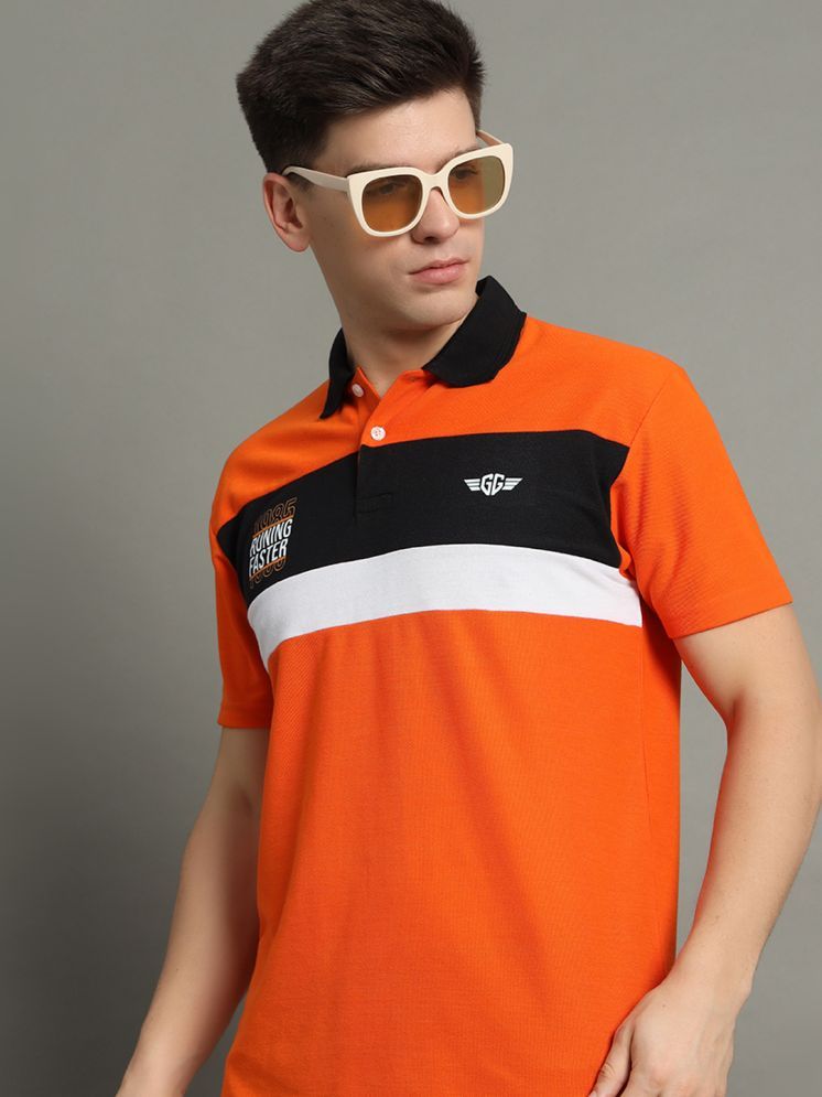     			GET GOLF Cotton Blend Regular Fit Colorblock Half Sleeves Men's Polo T Shirt - Orange ( Pack of 1 )