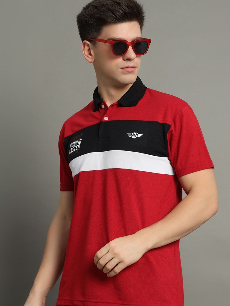     			GET GOLF Pack of 1 Cotton Blend Regular Fit Colorblock Half Sleeves Men's Polo T Shirt ( Red )