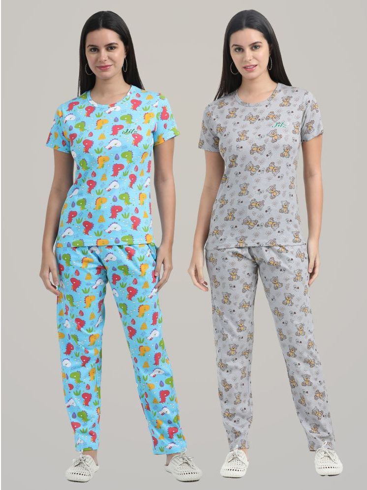     			JILZ Multicolor Cotton Women's Nightwear Nightsuit Sets ( Pack of 2 )