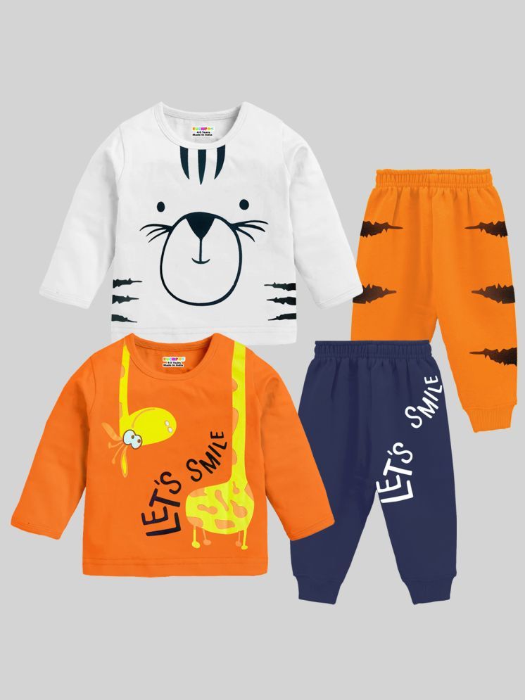     			Kuchipoo Multicolor Cotton Blend Baby Boy T-Shirt & Pyjama Set ( Pack of 2 )