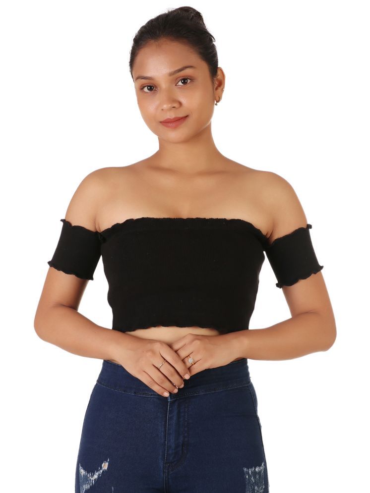     			Leean Patterns Black Cotton Blend Women's Crop Top ( Pack of 1 )