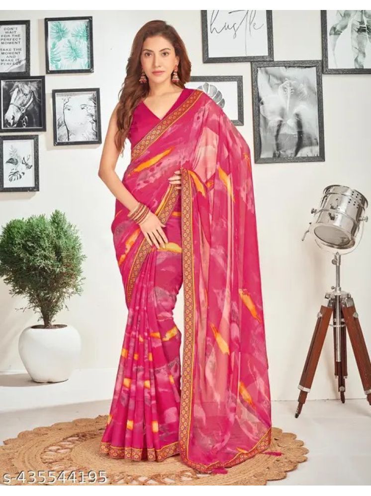     			Nandini Creation Chiffon Printed Saree With Blouse Piece - Multicolor ( Pack of 1 )