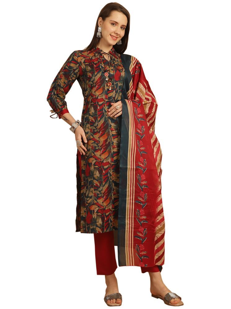     			Rajnandini Cotton Blend Printed Kurti With Pants Women's Stitched Salwar Suit - Multicolor ( Pack of 1 )