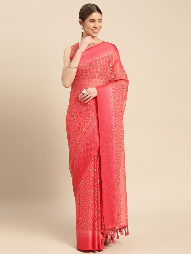     			Rekha Maniyar Chiffon Printed Saree With Blouse Piece - Pink ( Pack of 1 )