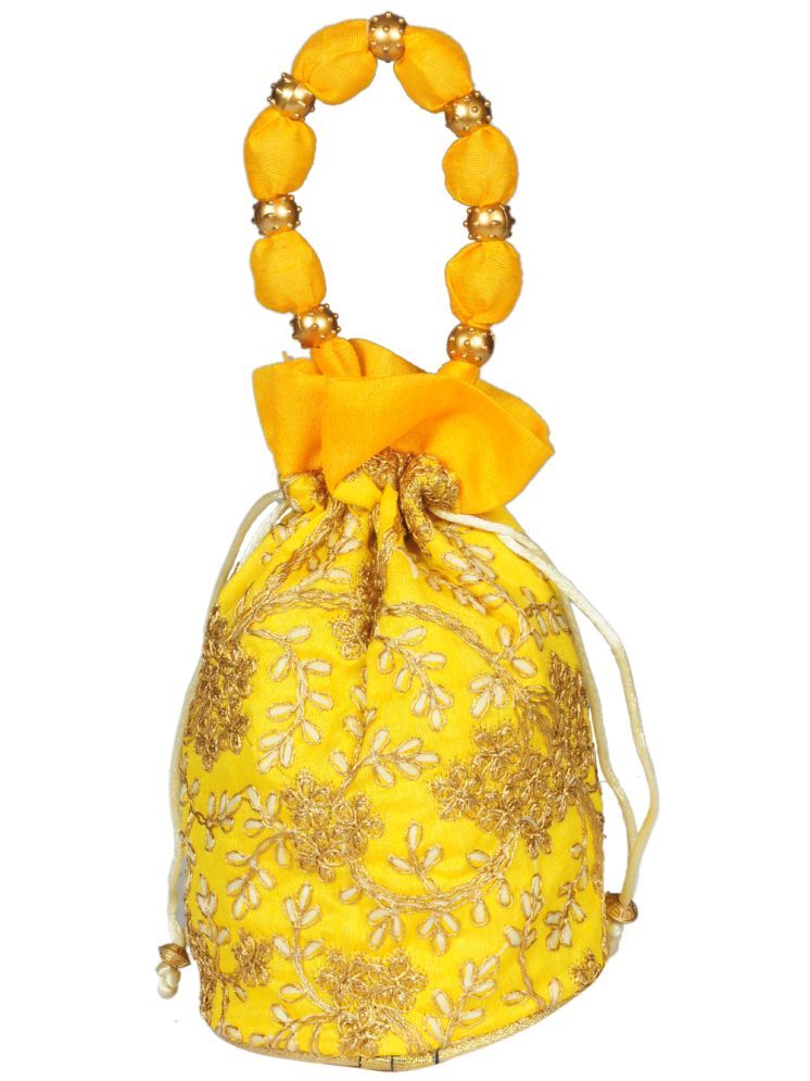     			Sunvika House Yellow Silk Potli