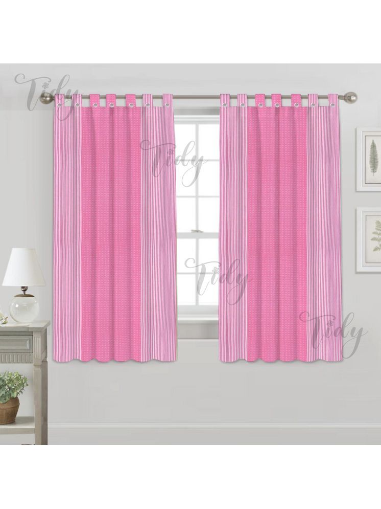     			Tidy Vertical Striped Room Darkening Loop Curtain 5 ft ( Pack of 2 ) - Pink