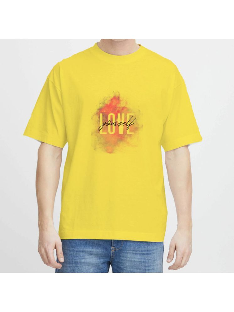     			VM SHOPPING MALL Polyester Regular Fit Printed Half Sleeves Men's Round T-Shirt - Yellow ( Pack of 1 )