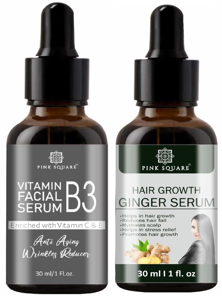     			Vitamin B3 Serum & Hair Growth Ginger Serum for Men & Women (Each,30ml) Combo of 2