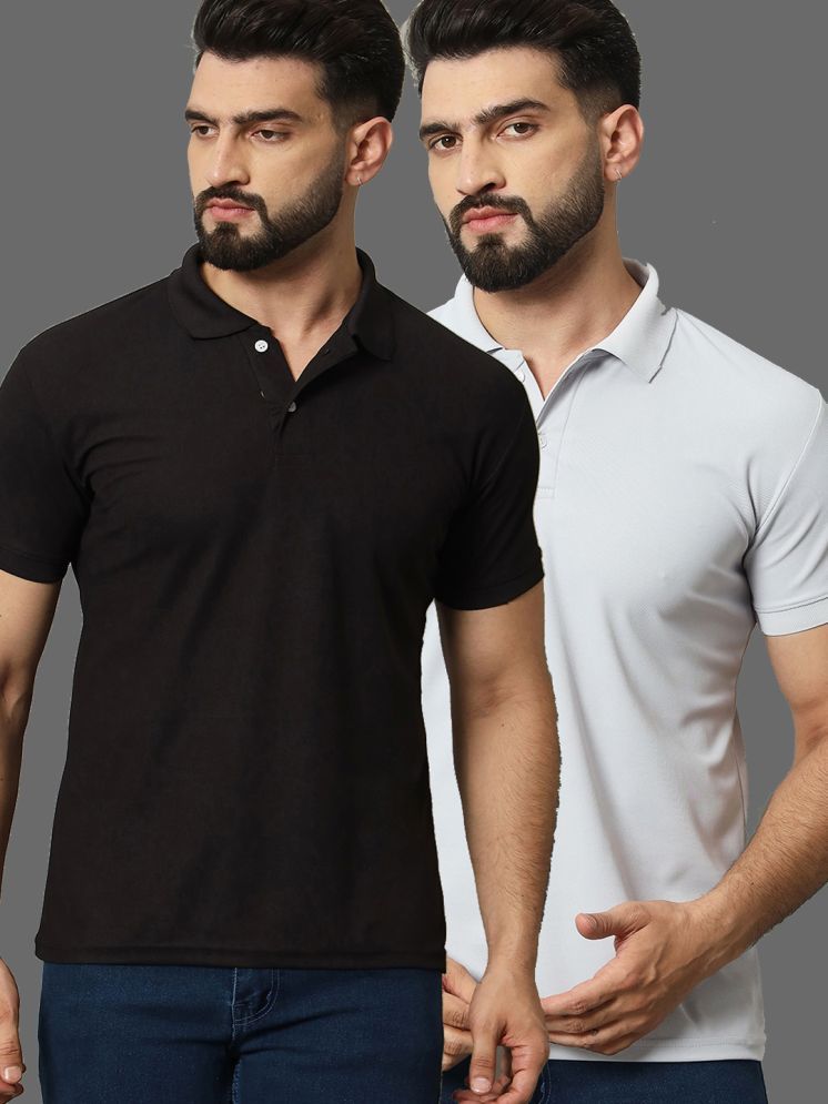     			connan Cotton Blend Regular Fit Solid Half Sleeves Men's Polo T Shirt - Black ( Pack of 2 )