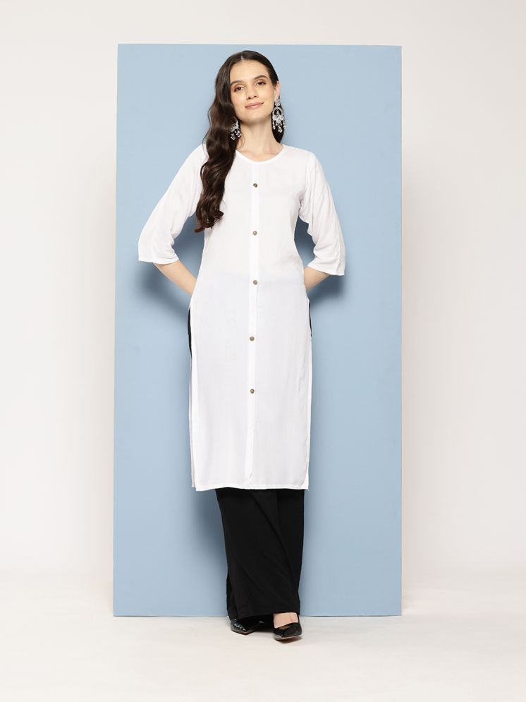     			Aarika Rayon Solid Straight Women's Kurti - White ( Pack of 1 )