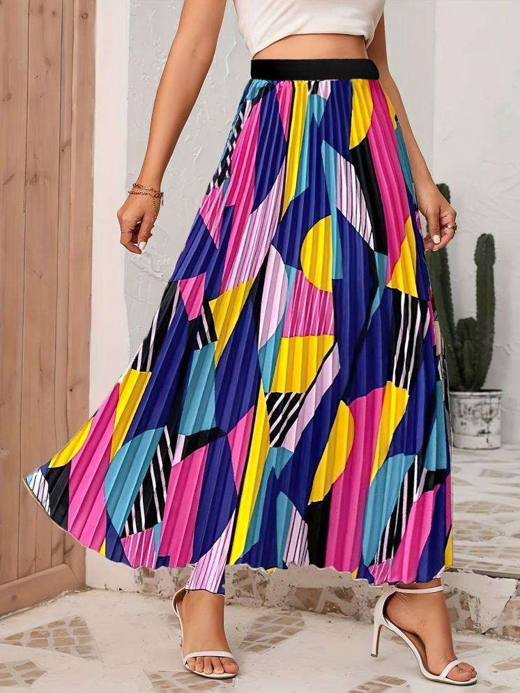     			Femvy Multi Color Polyester Women's Flared Skirt ( Pack of 1 )