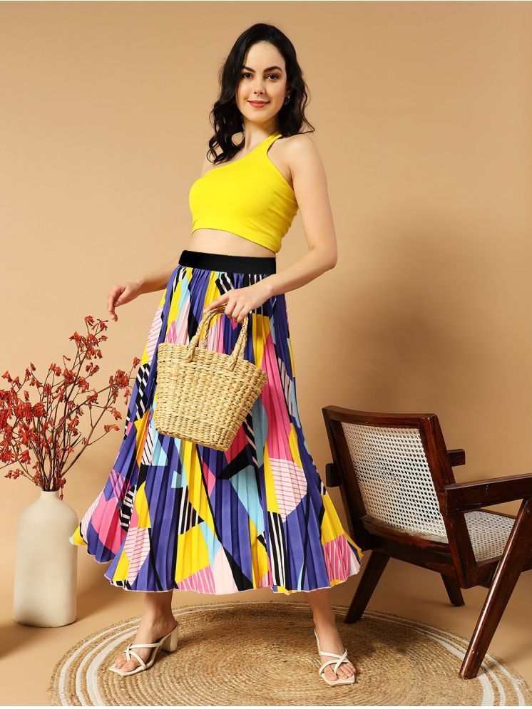     			Femvy Multi Color Polyester Women's Flared Skirt ( Pack of 1 )