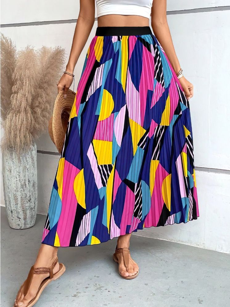     			Femvy Multi Color Polyester Women's Flared Skirt ( Pack of 1 )