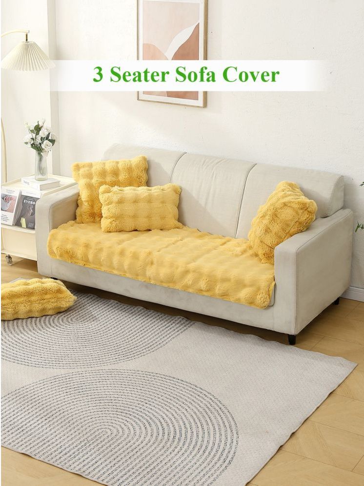     			HOKIPO 3 Seater Faux Fur Sofa Cover ( Pack of 1 )