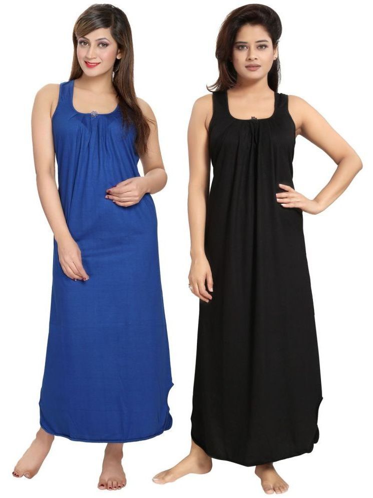     			INNER BEATS Multicolor Cotton Blend Women's Nightwear Nighty & Night Gowns ( Pack of 2 )