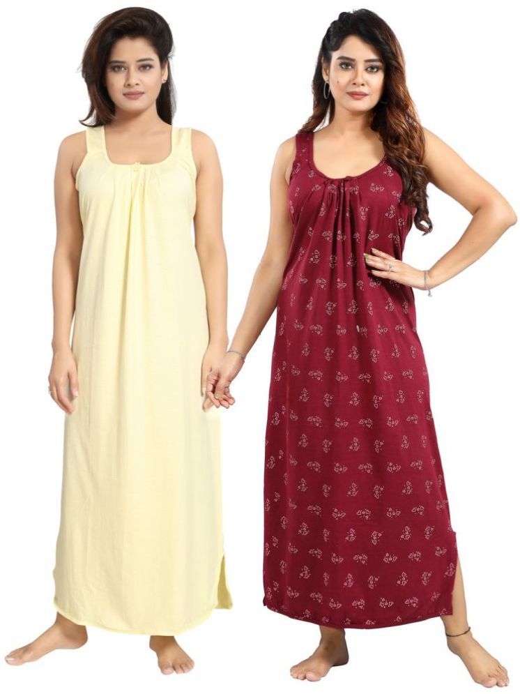     			INNER BEATS Multicolor Cotton Blend Women's Nightwear Nighty & Night Gowns ( Pack of 2 )