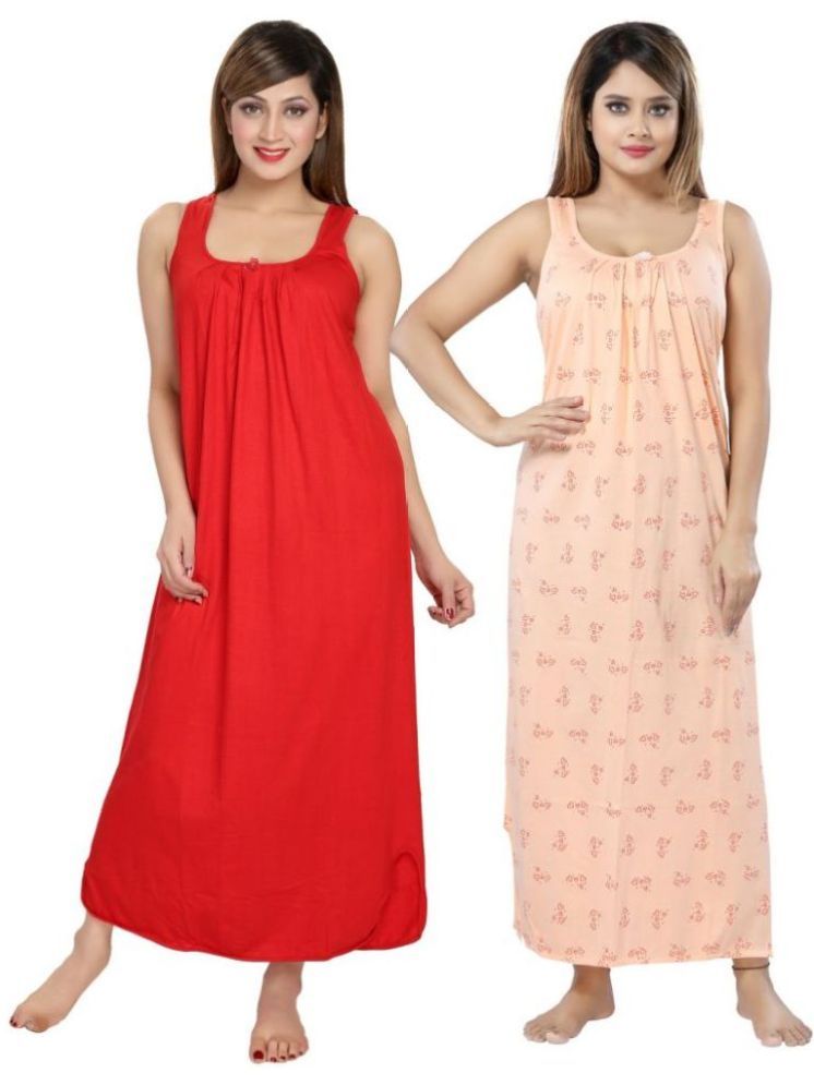     			INNER BEATS Multicolor Cotton Blend Women's Nightwear Nighty & Night Gowns ( Pack of 2 )