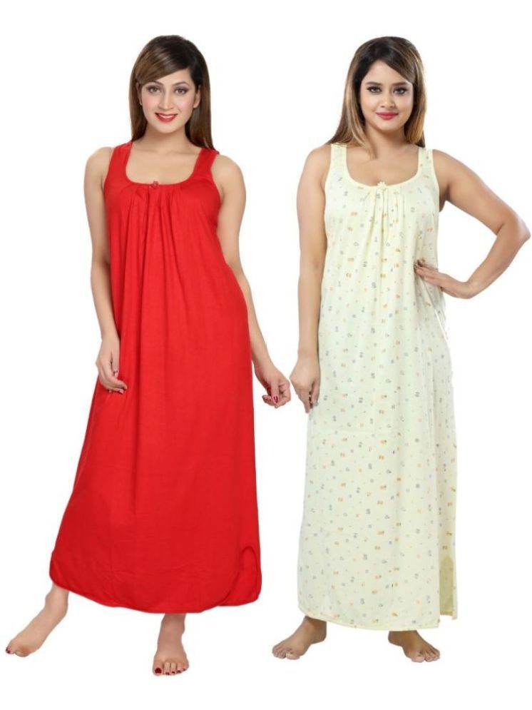     			INNER BEATS Multicolor Cotton Blend Women's Nightwear Nighty & Night Gowns ( Pack of 2 )