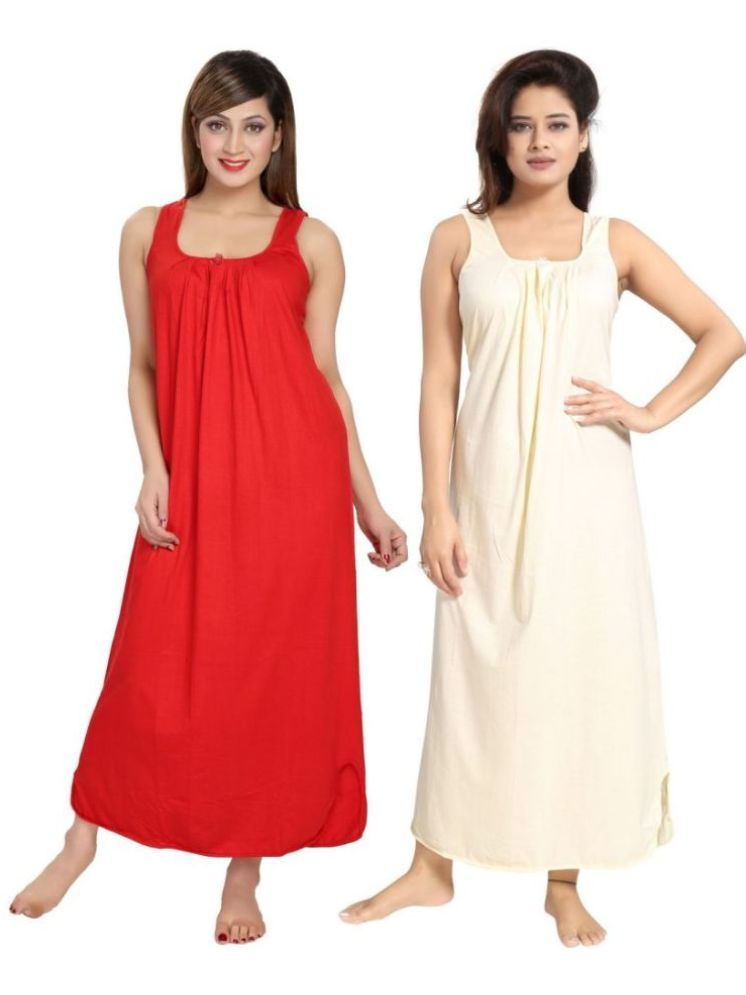     			INNER BEATS Multicolor Cotton Blend Women's Nightwear Nighty & Night Gowns ( Pack of 2 )