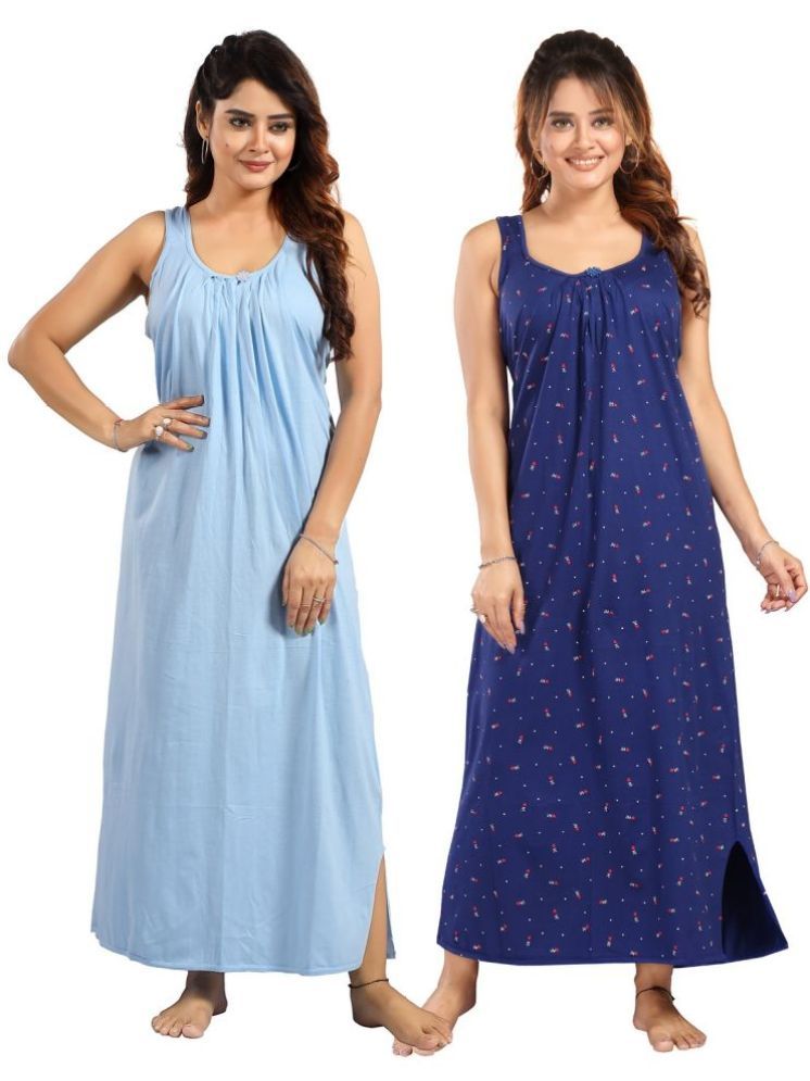     			INNER BEATS Multicolor Cotton Blend Women's Nightwear Nighty & Night Gowns ( Pack of 2 )