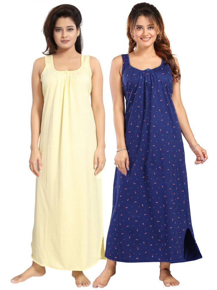     			INNER BEATS Multicolor Cotton Blend Women's Nightwear Nighty & Night Gowns ( Pack of 2 )