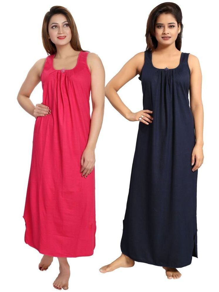     			INNER BEATS Multicolor Cotton Blend Women's Nightwear Nighty & Night Gowns ( Pack of 2 )