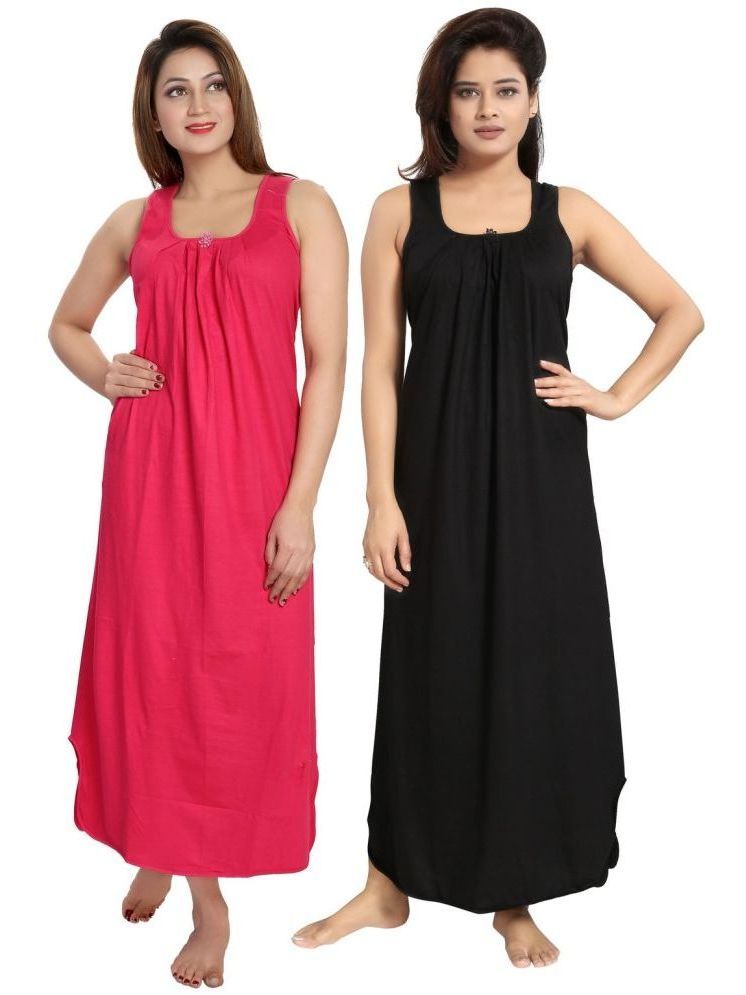     			INNER BEATS Multicolor Cotton Blend Women's Nightwear Nighty & Night Gowns ( Pack of 2 )